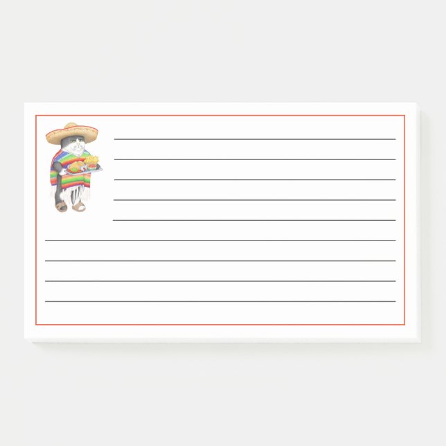 WENDELITO CAT Notes Post-it 10"x6" + Lignes (Devant)