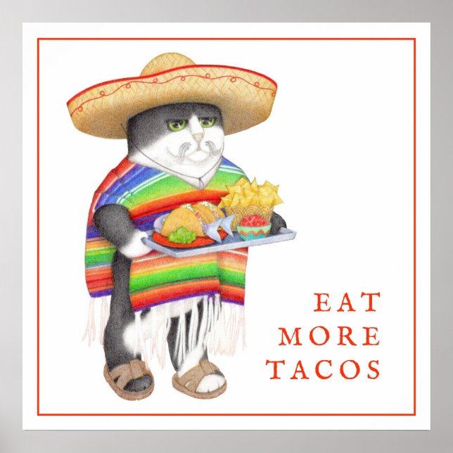 WENDELITO Manger Plus Tacos Poster 12"x12" (Devant)