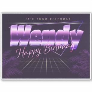 Wendy Name Prénom lila retro Sticker
