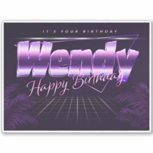 Wendy Nom Prénom autocollant rétro lilas Anniversa