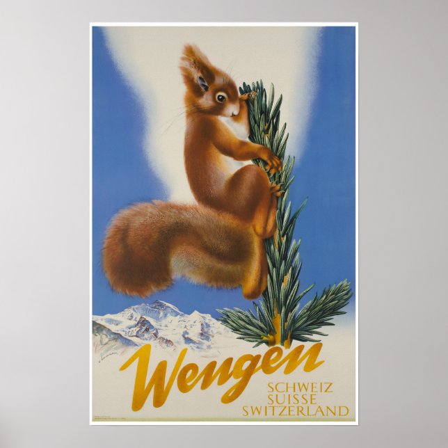 Wengen, Suisse, affiche de ski (Devant)