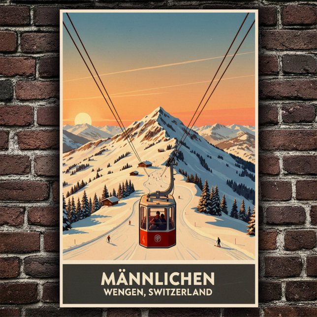 Wengen, Suisse : Poster Vintage voyage des années  (Créateur téléchargé)