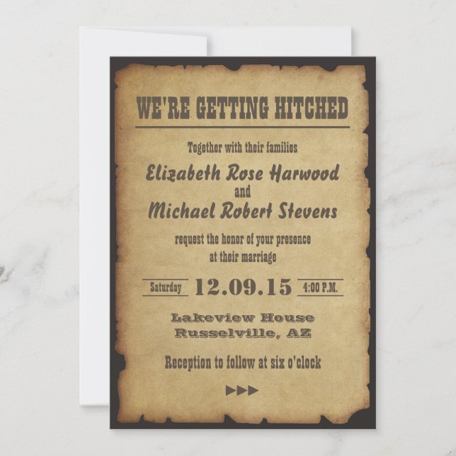 We're getting hitched Wedding Invitation (Devant)