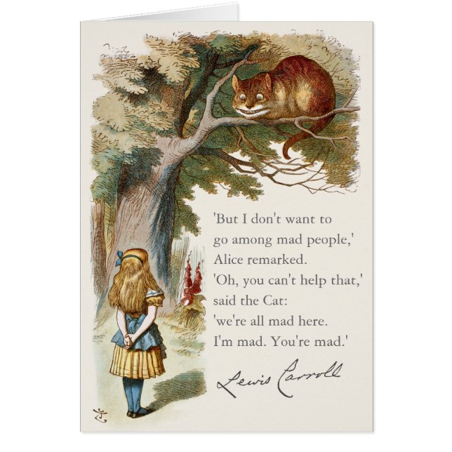 We're mad here Alice Cheshire cat CC0094 Card (Devant)