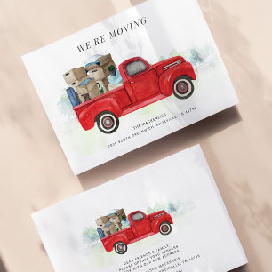 We're Moving Vintage Red Truck Change of Address
