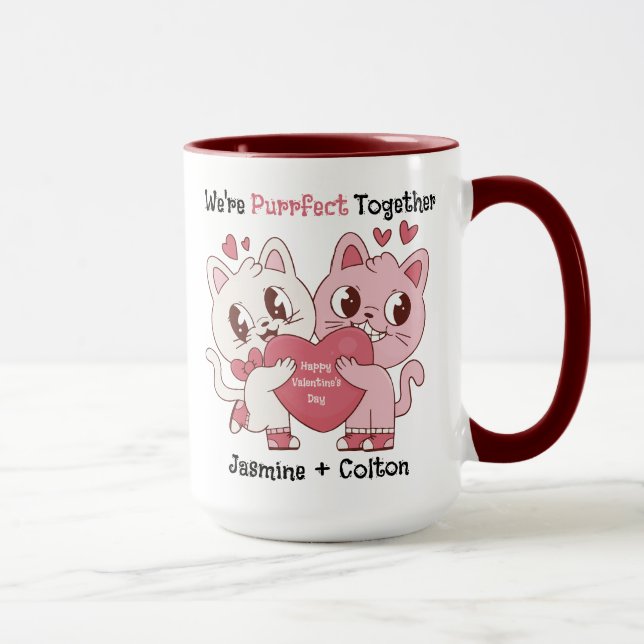 We're Purrfect Together Cute Valentine's Day Mug (Droite)