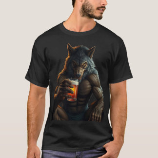 werewolf drinking beer t-shirt
