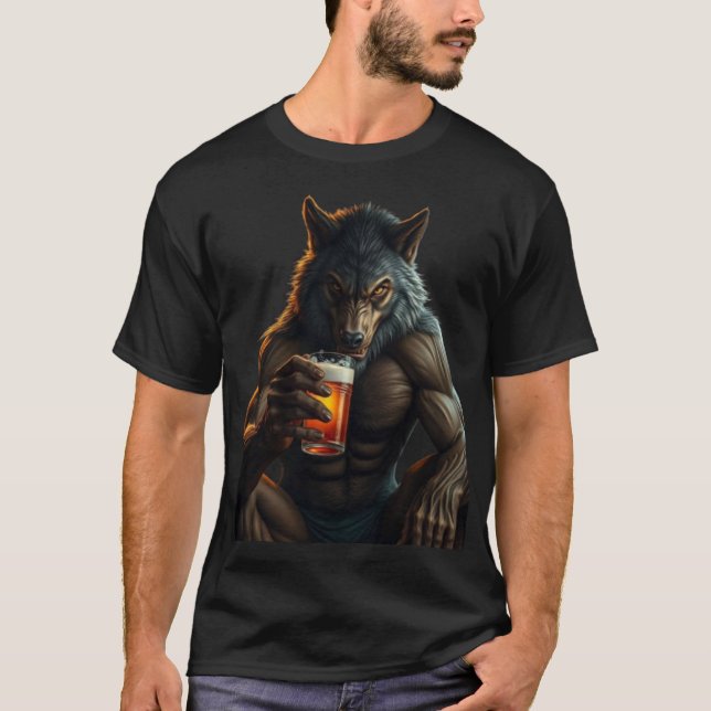 werewolf drinking beer t-shirt (Devant)
