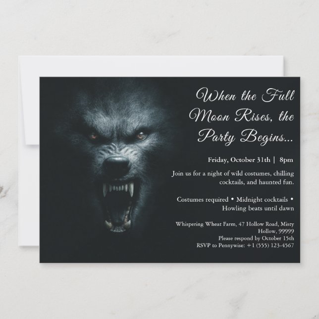 Werewolf Howl Halloween Costume Party Invitation (Devant)