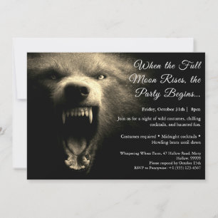 Werewolf Howl Halloween Costume Party Invitation