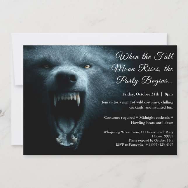Werewolf Howl Halloween Costume Party Invitation (Devant)