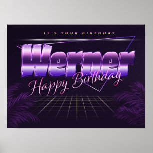 Werner Nom Vorname lila retro Poster Geburtstag