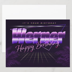 Werner Prénom lila retro Carte Anniversaire