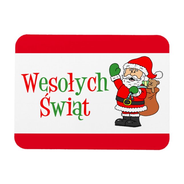 Wesolych Swiat Magnet de Noël polonais (Horizontal)