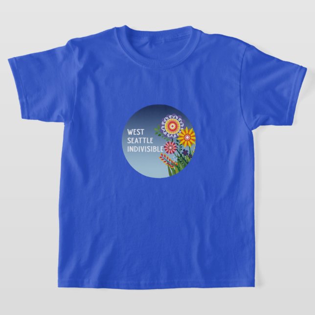 West Seattle Indivisible Kids Blue Flower t-shirt (Poser)