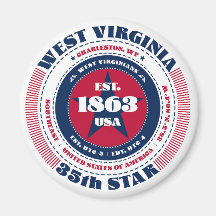 West Virginia Circle Typographie Souvenir Magnet