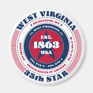 West Virginia Circle Typographie Souvenir Magnet