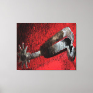 Western Art Spire Argent Sur Toile Rouge