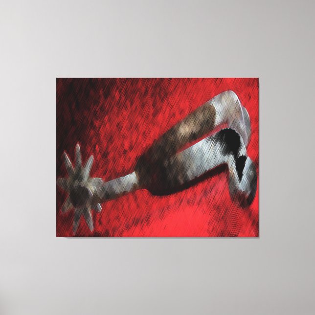 Western Art Spire Argent Sur Toile Rouge (Recto)
