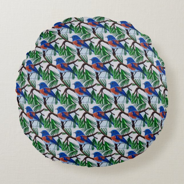 Western Bluebird Pouf Coussin (Devant)