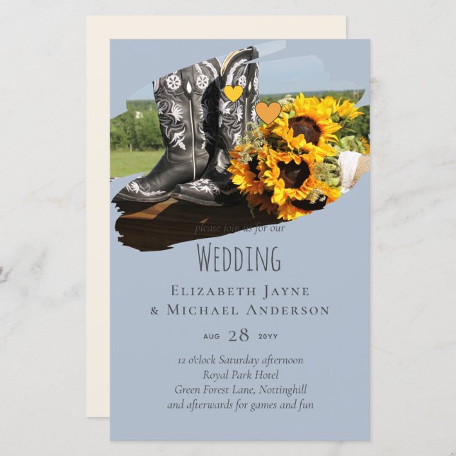 Western Boots tournesol Mariage rustique (Devant / Derrière)