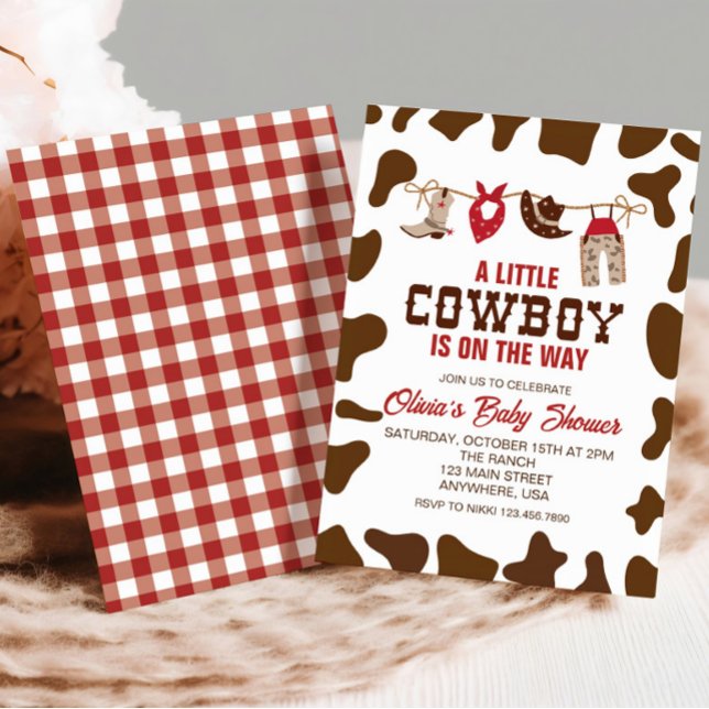 Western Cowboy Baby shower rouge Invitation (Créateur téléchargé)