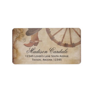 Western Cowboy Boots Wagon Wheels Étiquettes de ad