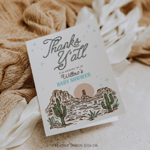 Western Cowboy Boy Baby shower Merci Cartes
