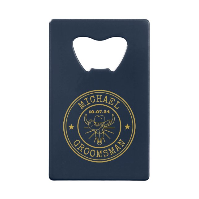 Western Cowboy Cow Skull Logo Groomsmen Customisé (Devant)