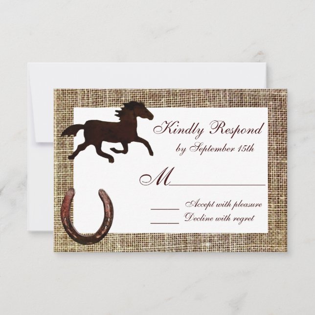 Western Cowboy Horse Horseshoe Wedding Cartes RSVP (Devant)