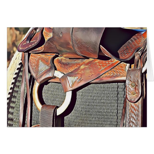 Western Cowboy Saddle Get Well Card (Devant horizontal)