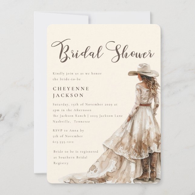 Western Cowgirl and Lace Bridal Shower  Invitation (Devant)