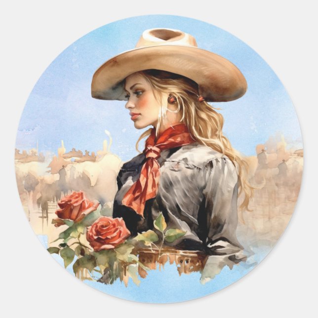 Western Cowgirl avec Stickers Rose (Devant)