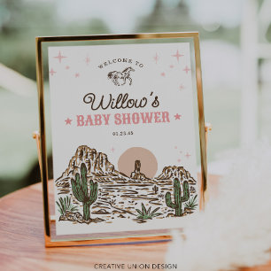 Western Cowgirl Baby shower Affiche de bienvenue