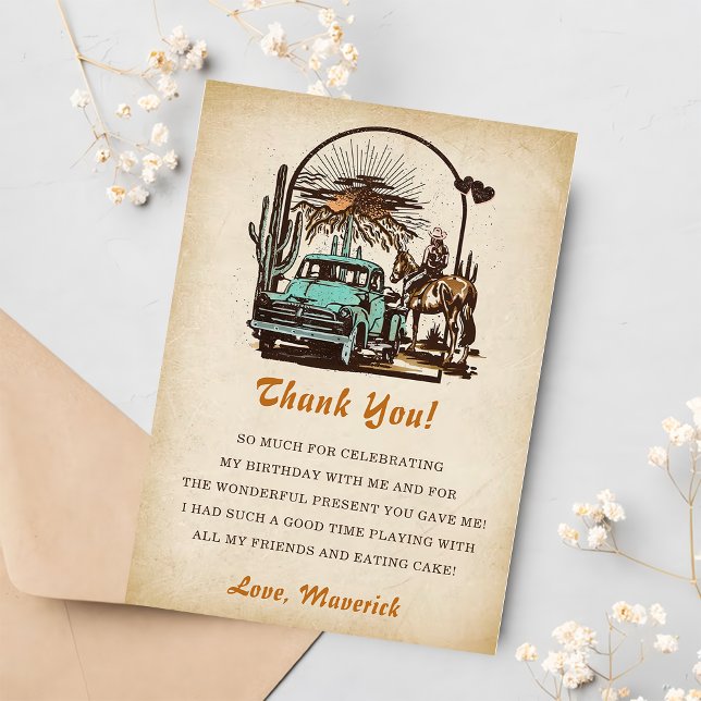 Western Cowgirl fête d'anniversaire Carte de remer (Créateur téléchargé)