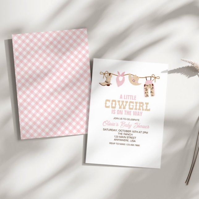 Western Cowgirl Pink Plaid Baby shower Invitation (Créateur téléchargé)