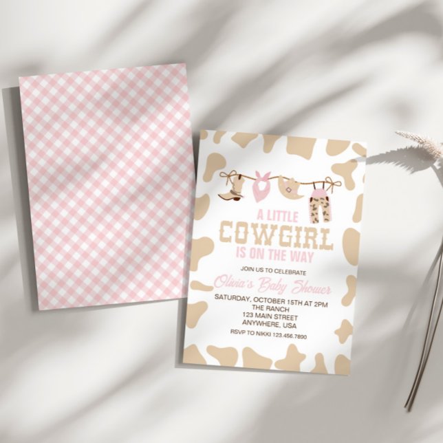 Western Cowgirl Pink Plaid Baby shower Invitation (Créateur téléchargé)
