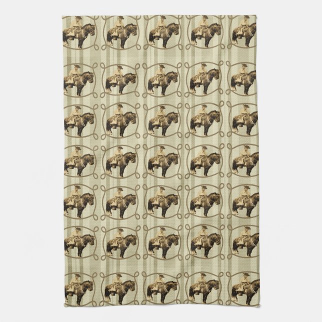 Western Kitchen Serviette Vintage Cowboy (Vertical)