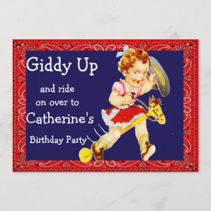 Western Party Cowgirl Sur Stick Horse Invitation
