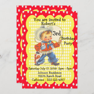 Western Party Little Cowboy Invitation d'anniversa