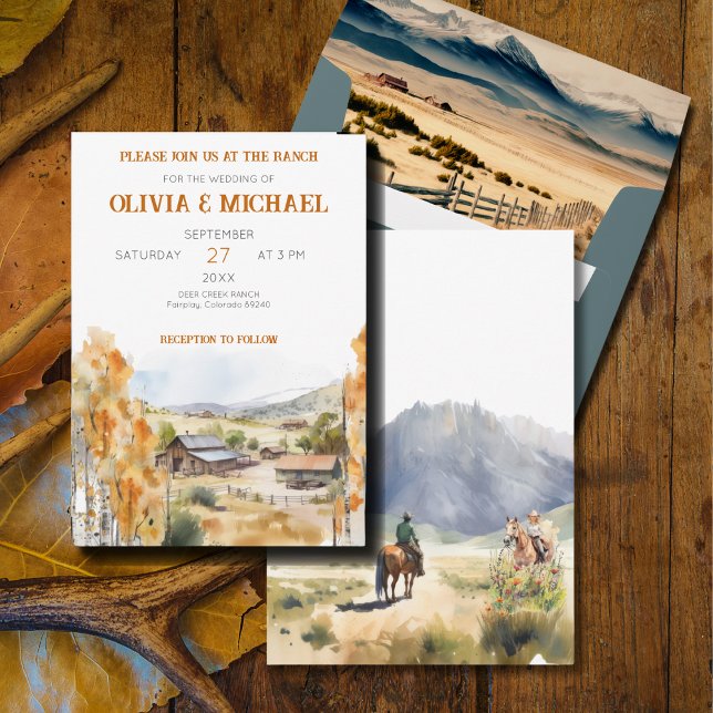 Western Ranch Faire-part de mariage (Créateur téléchargé)