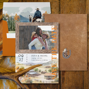 Western Ranch Mariage Photo Enregistrer la date