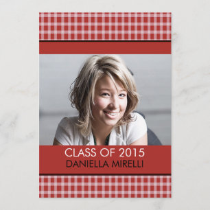 Western Red Checker Faire-part de graduation photo