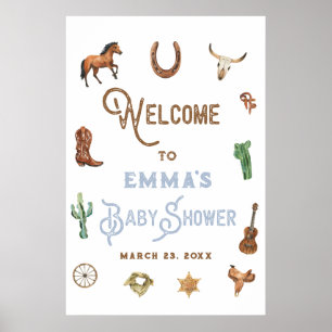 Western Rodeo Boy Baby shower Affiche de bienvenue