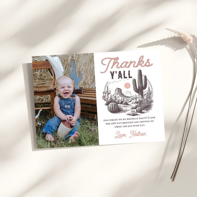 Western Rodeo Cowboy Carte de remerciements d'anni (Créateur téléchargé)