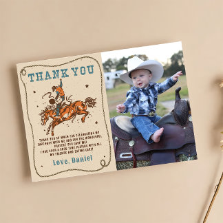 Western Rodeo Cowboy Carte de remerciements photo