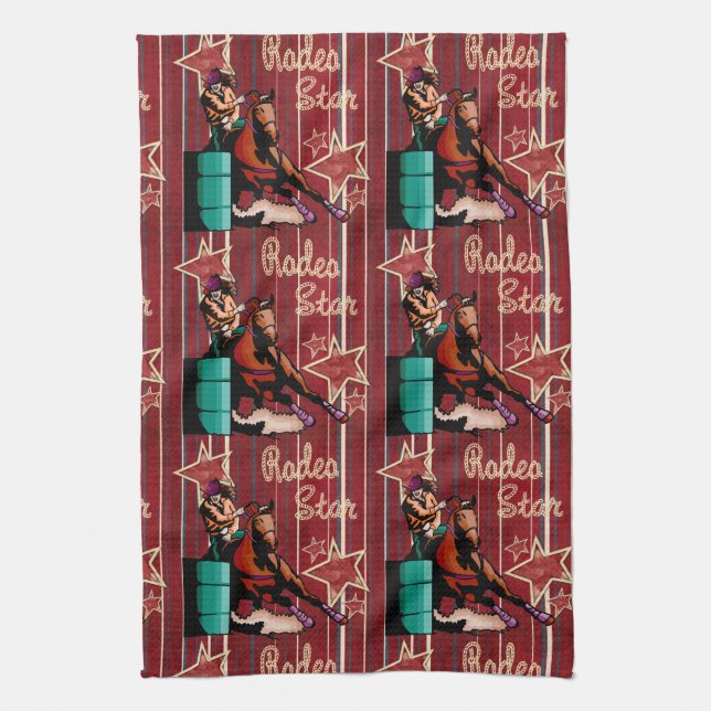 Western Rodeo Star Cowgirl Barrel Racer Serviette (Vertical)