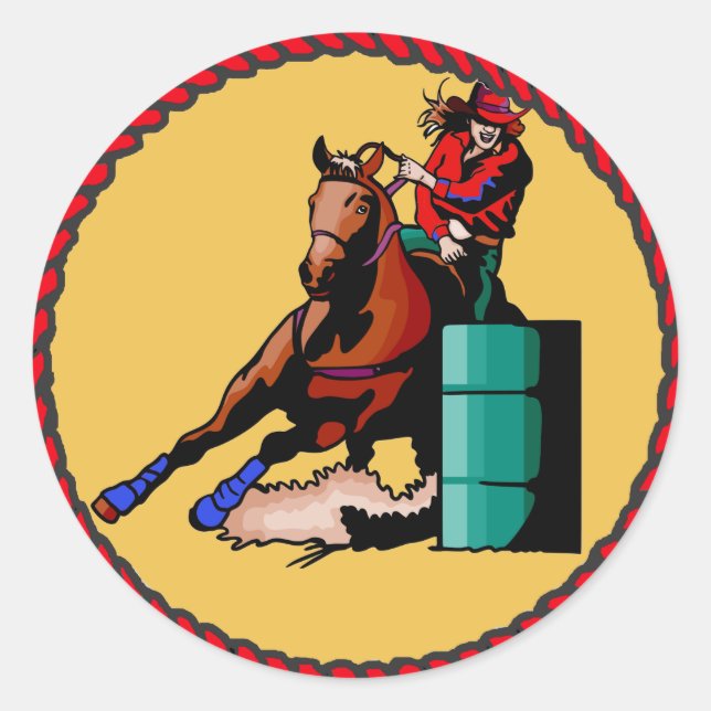 Western Sticker Cowgirl Barrel Racing (Devant)