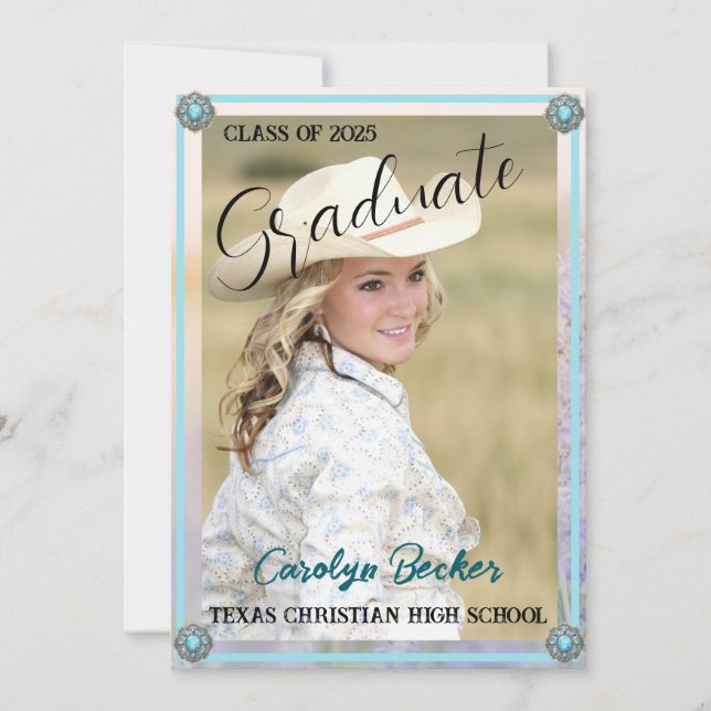 Western Style Cowgirl Photo Graduation Invitation (Devant)