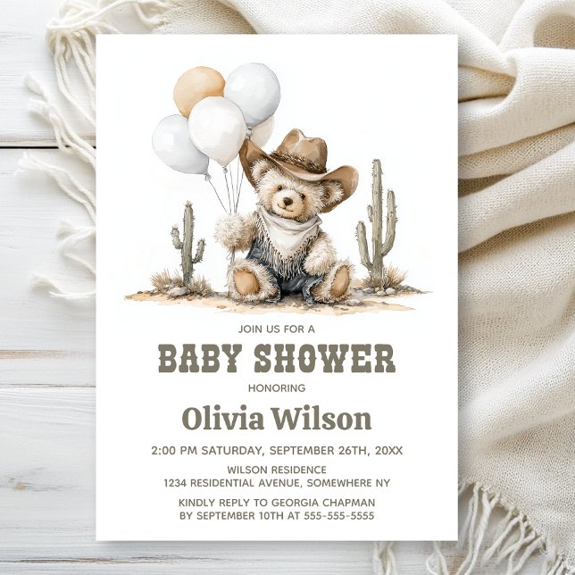 Western Teddy Bear Baby Shower Invitation (Créateur téléchargé)